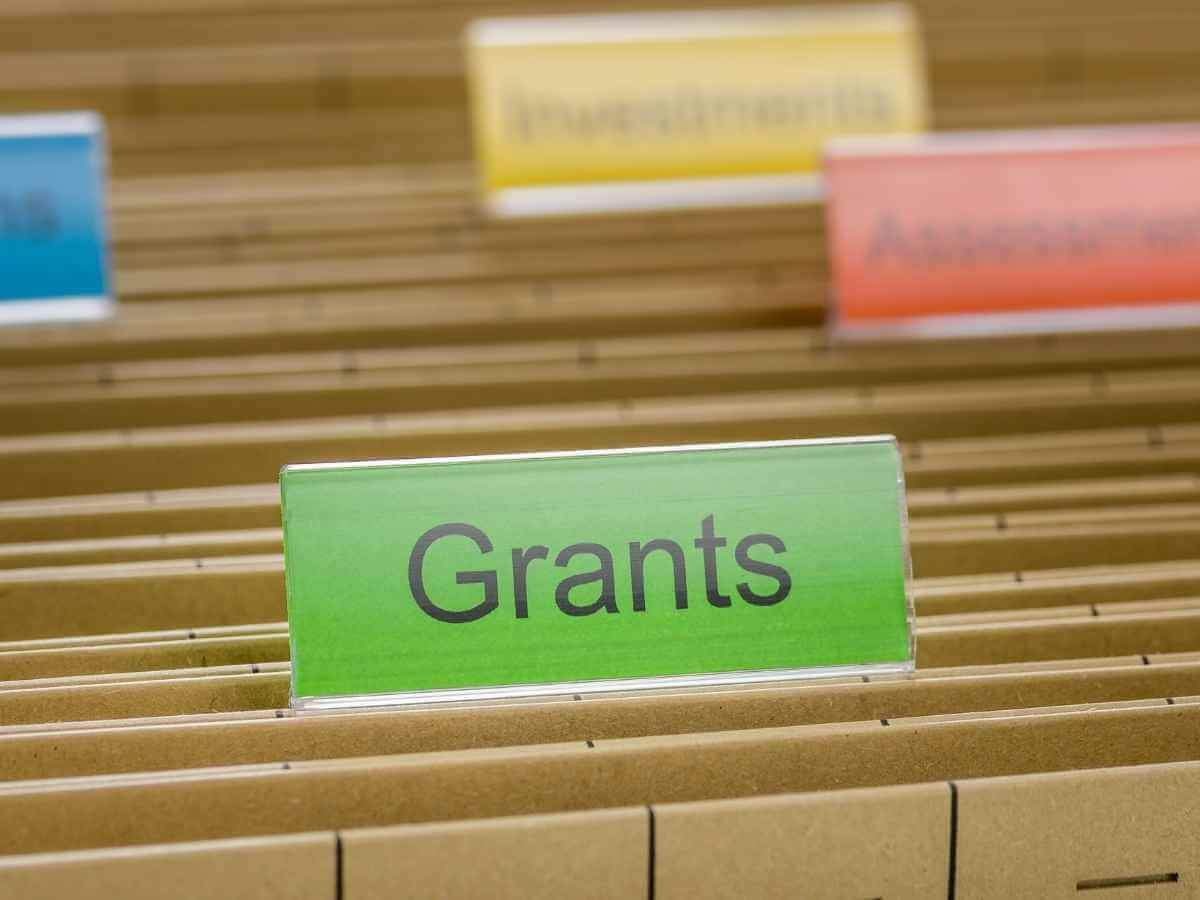 Hanging file folder labelled with Grants