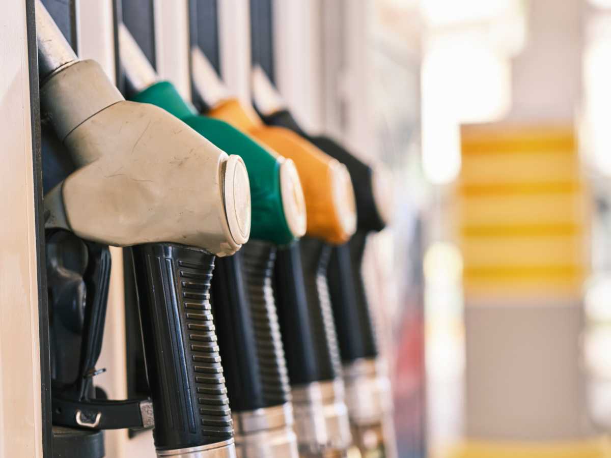 Close up image of fuel pumps at a petrol station